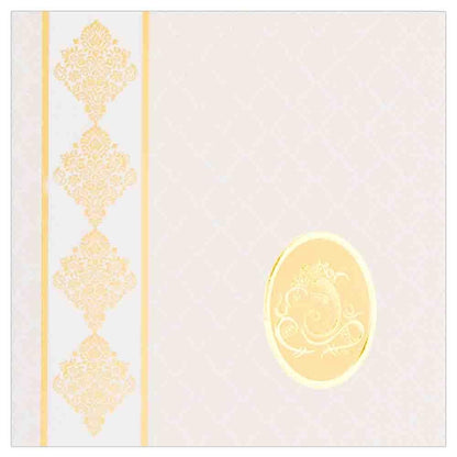 White and Gold Combination Ganesha Wedding Card-KNK1002
