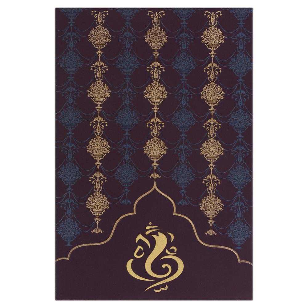 Invitation Card - Lush Purple and blue Hindu Ganesha Card-KNK1073
