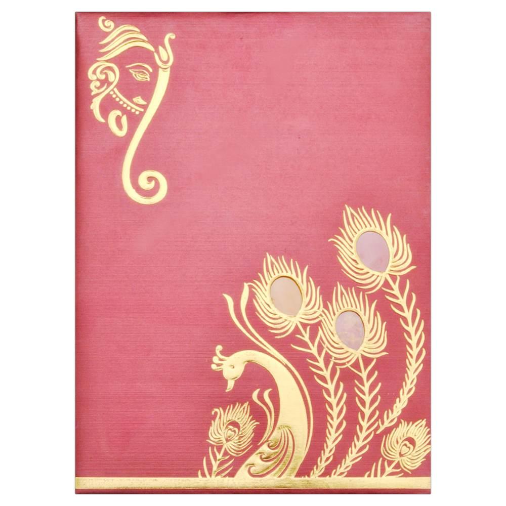 Red Peacock Gold Foiling Invitation