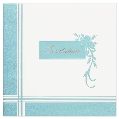 Invitation Card - Elegant White and Pale Blue Wedding Invite-KNK1210