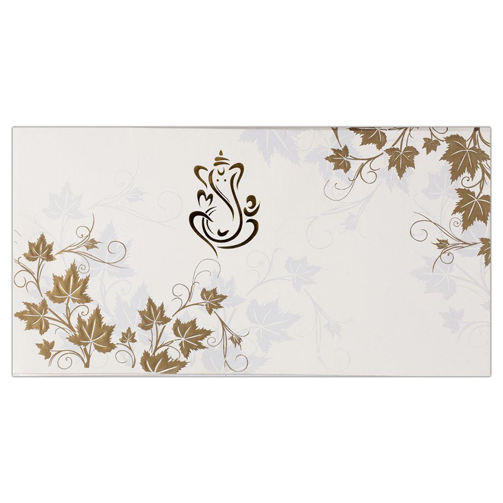 Invitation Card - Elegant White with Floral Imprints Invite-KNK1277