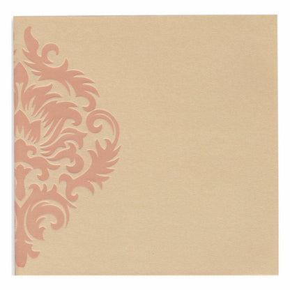 Alluring Floral Theme With Cream Shaded Padded Wedding Card - KNK1294