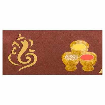 Maroon Die Cut Ganesha Invitation-King of Cards