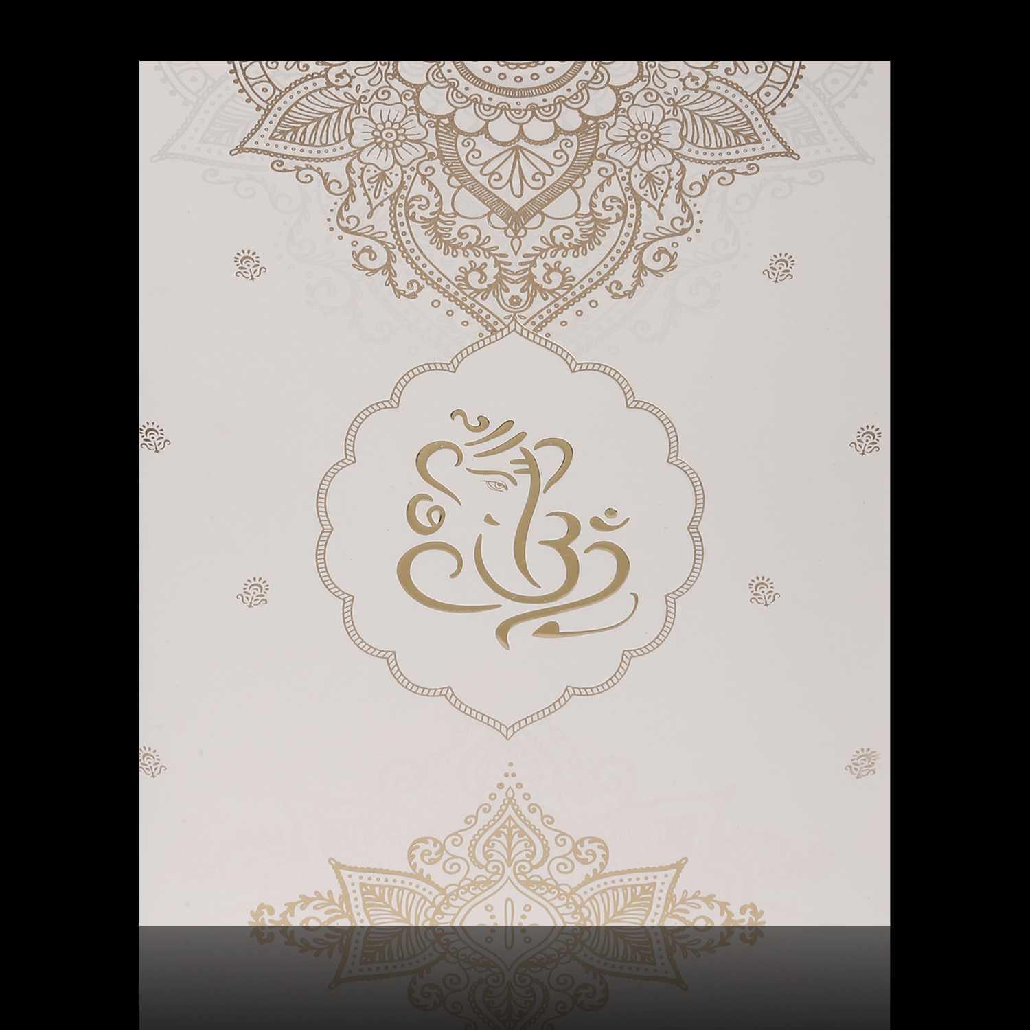 Gold Foiling Ganesha With Floral Theme Wedding Card - KNK1316