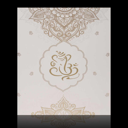 Gold Foiling Ganesha With Floral Theme Wedding Card - KNK1316