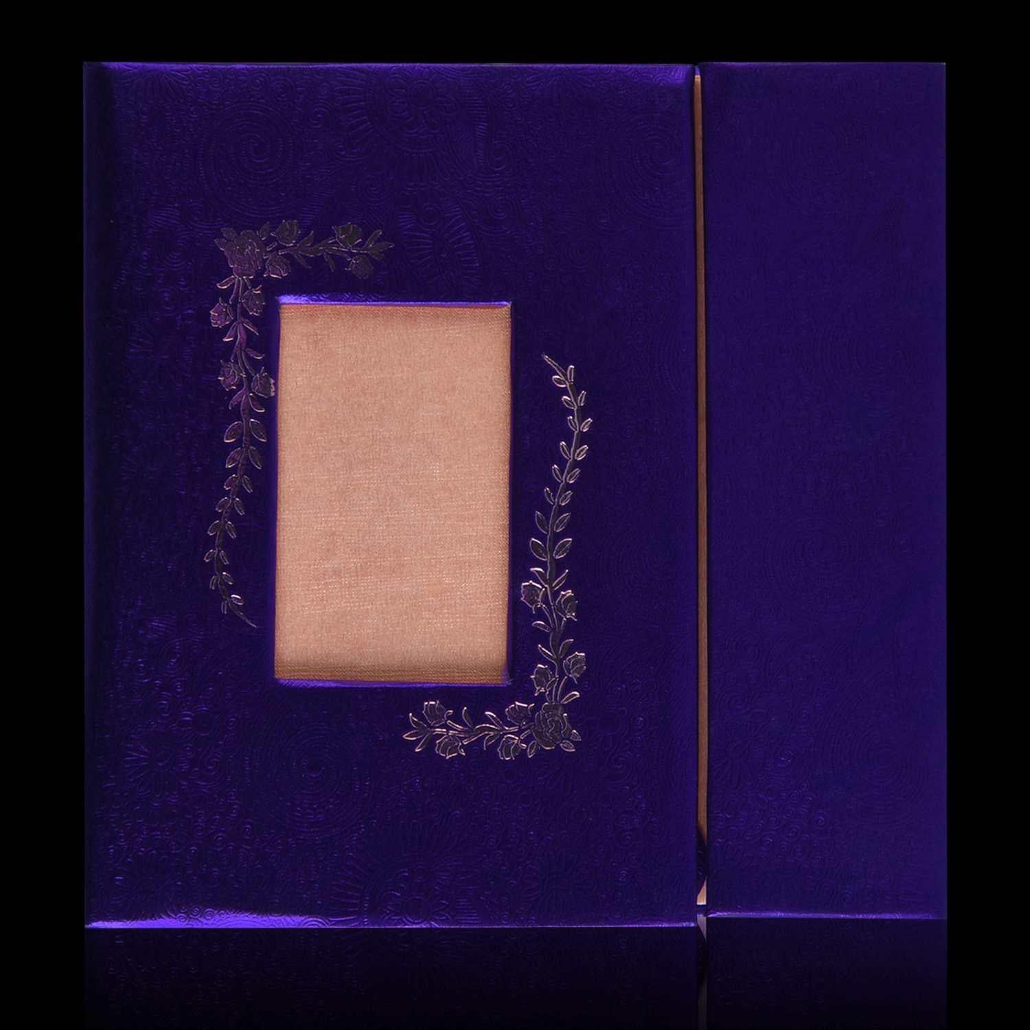 Blue Shading Door Type Personal Padded Wedding Card - KNK1443