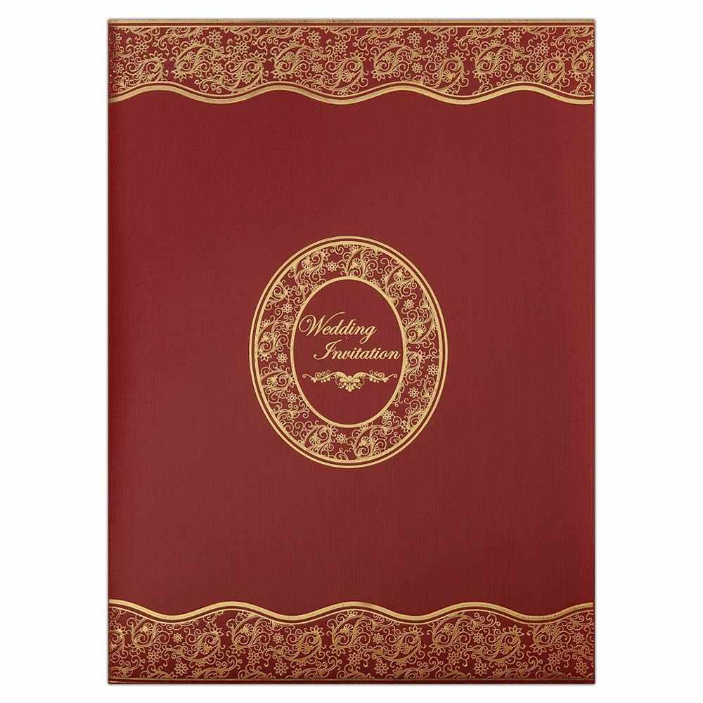 Maroon Designer Walima Wedding  Invitation Card -KNK1571