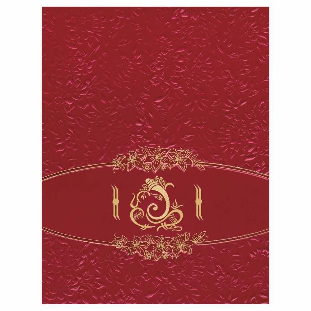 Classic Red Ganesha Wedding Invitation Card - KNK1776