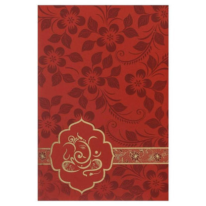 Invitation Card - Mesmerizing Red Floral Ganesha Wedding Card-KNK1914-King of Cards