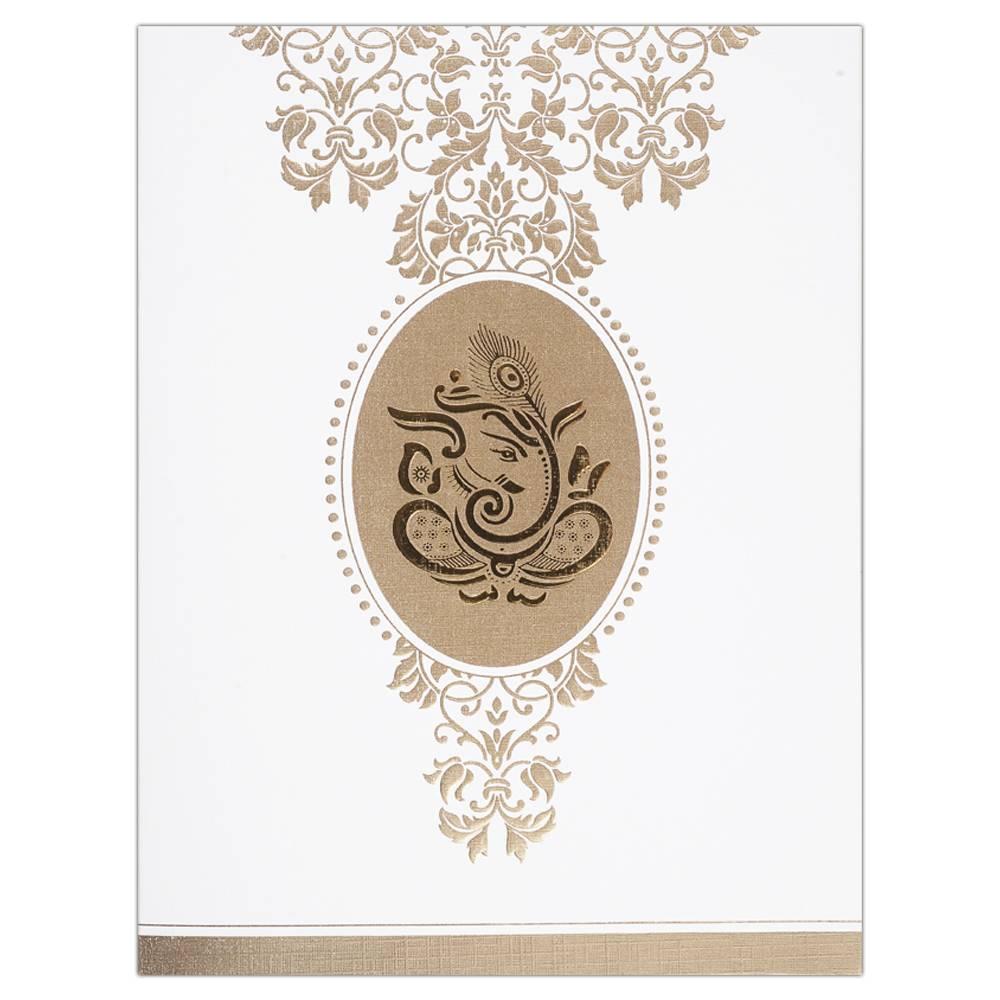 Invitation Card - The Pure Divinity Hindu Ganesha Card in White-KNK1961