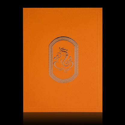 Classic Yellow Shading With Ganesha Theme Wedding Card - KNK2036