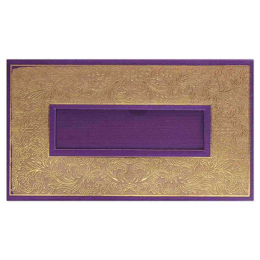 Invitation Card - Violet With Golden Border Wedding Card-KNK2169
