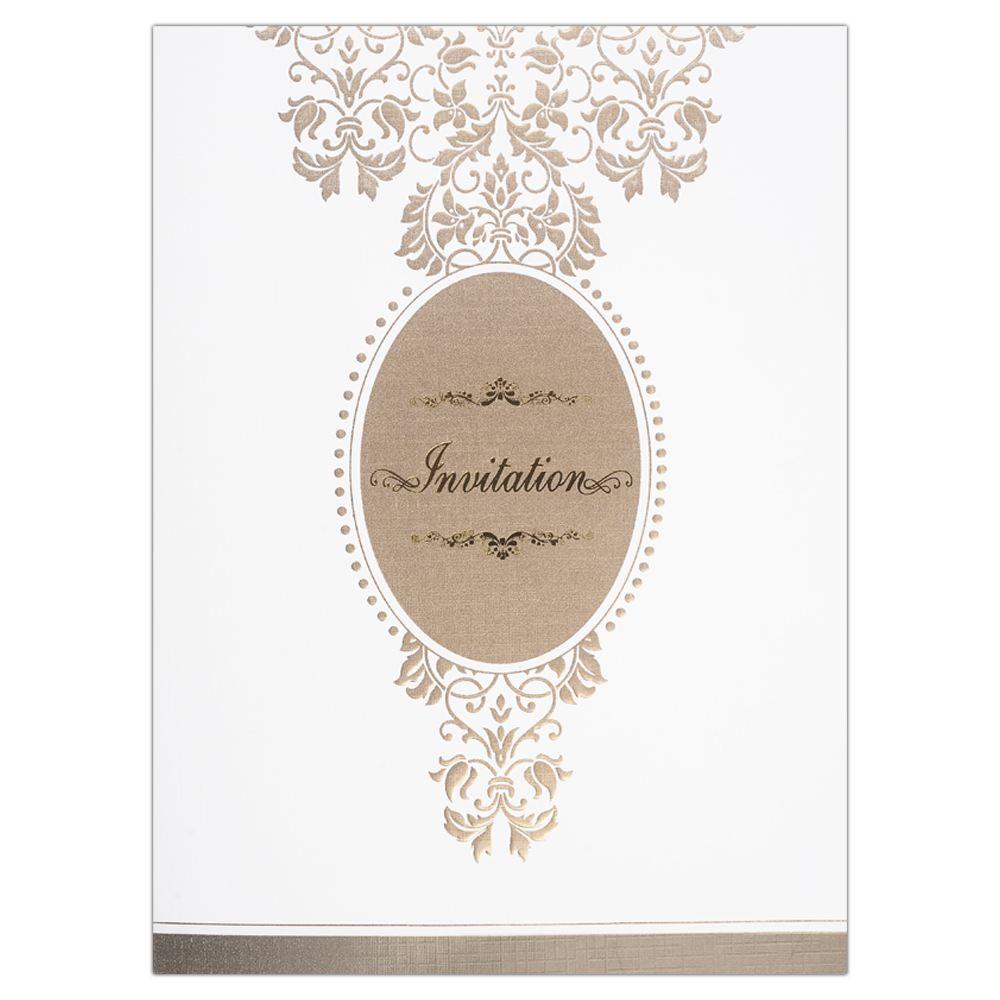 Invitation Card - A Modern Christian Wedding invitation in White and Beige-KNK2202