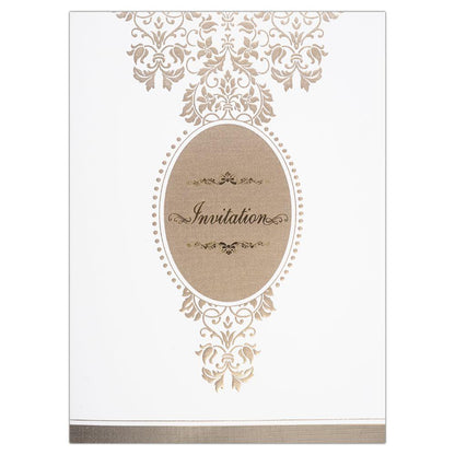 Invitation Card - A Modern Christian Wedding invitation in White and Beige-KNK2202