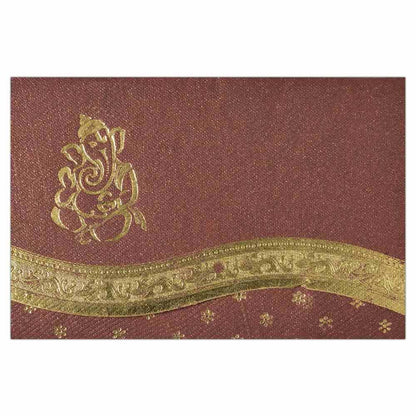 Invitation Card - Divine Creation Ganesha Card in Brown and Gold-KNK2250