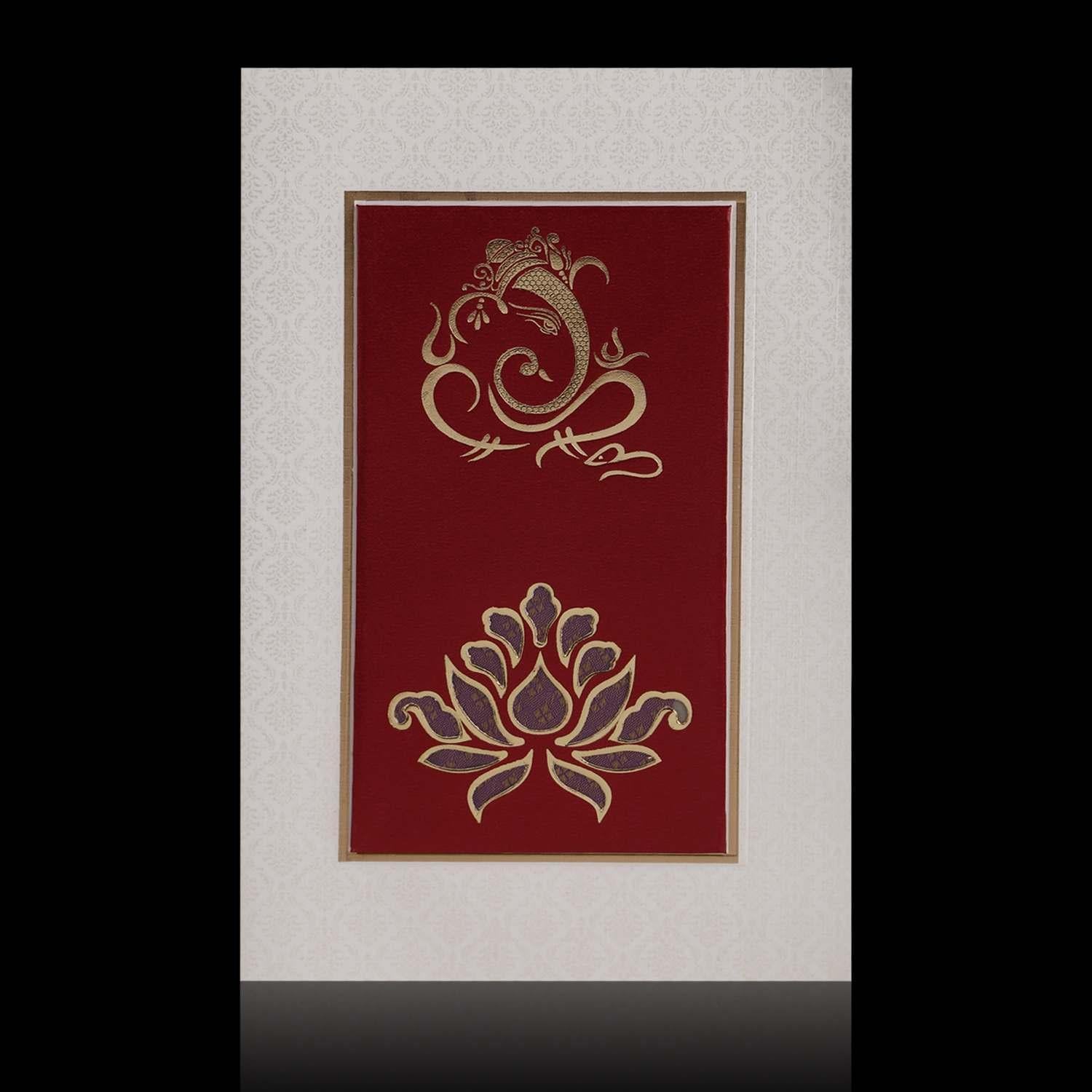 Fabulous Maroon Shading With Bloom Subject Wedding Card - KNK2258