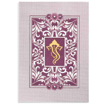 Pink Shading With Gold Ganesha Wedding Card - KNK2276