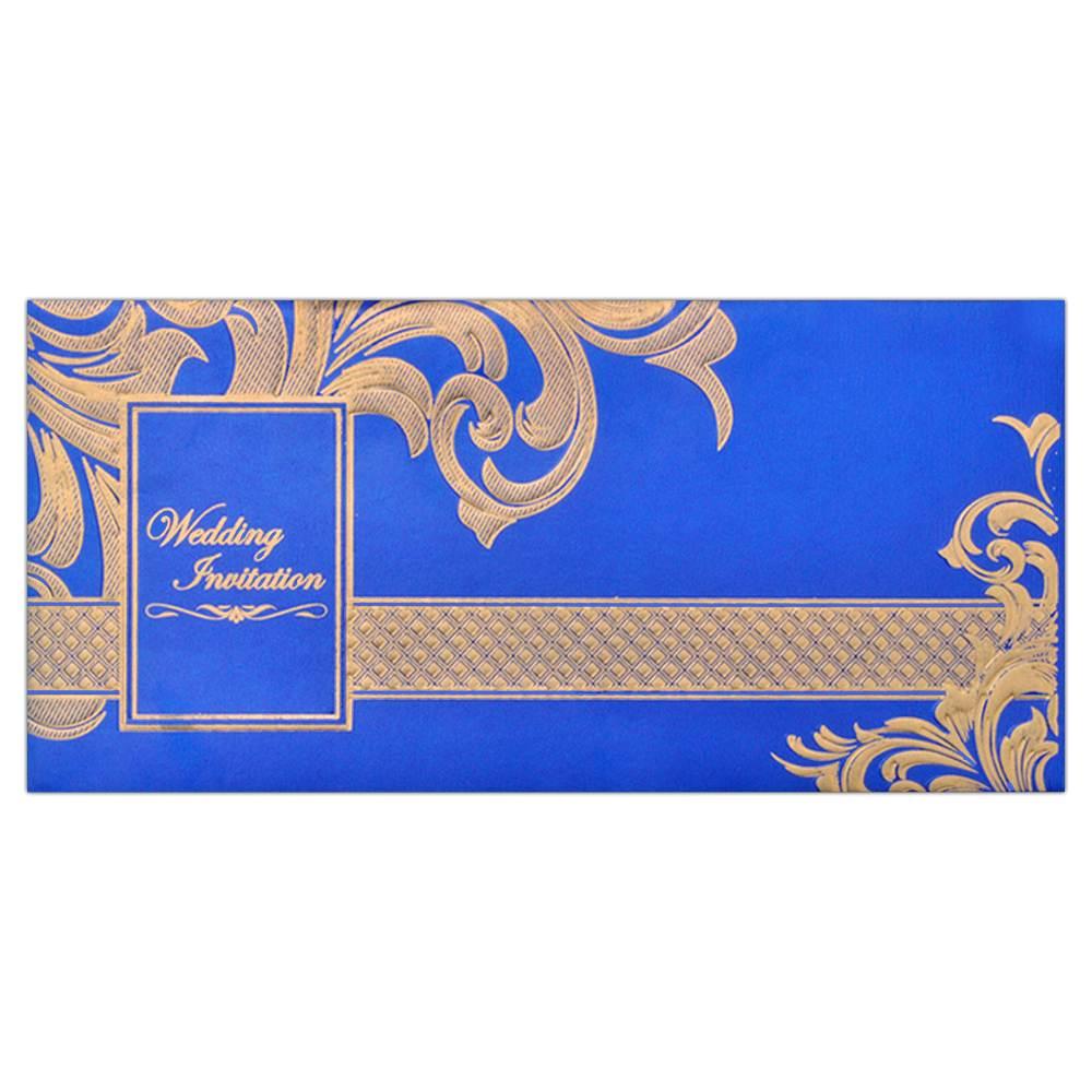Blue Gold Floral Invitation-KNK2289