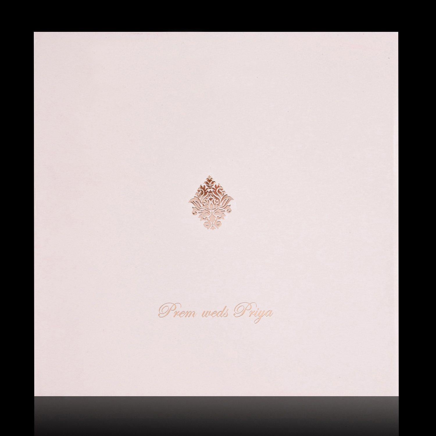 Charming Cream Shading Padded Wedding Card - KNK2298