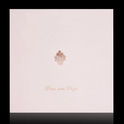 Charming Cream Shading Padded Wedding Card - KNK2298