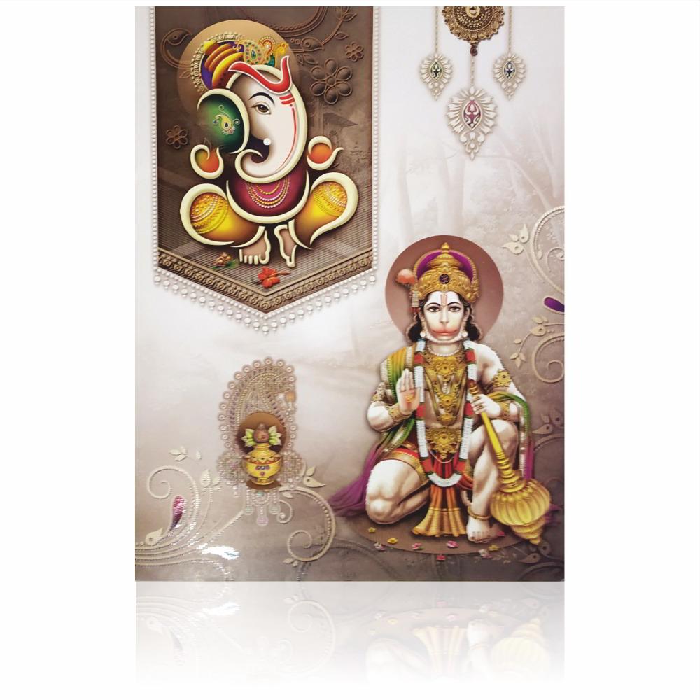 Awesome Hanuman Design With Brown Shading Wedding Card-KNK2329