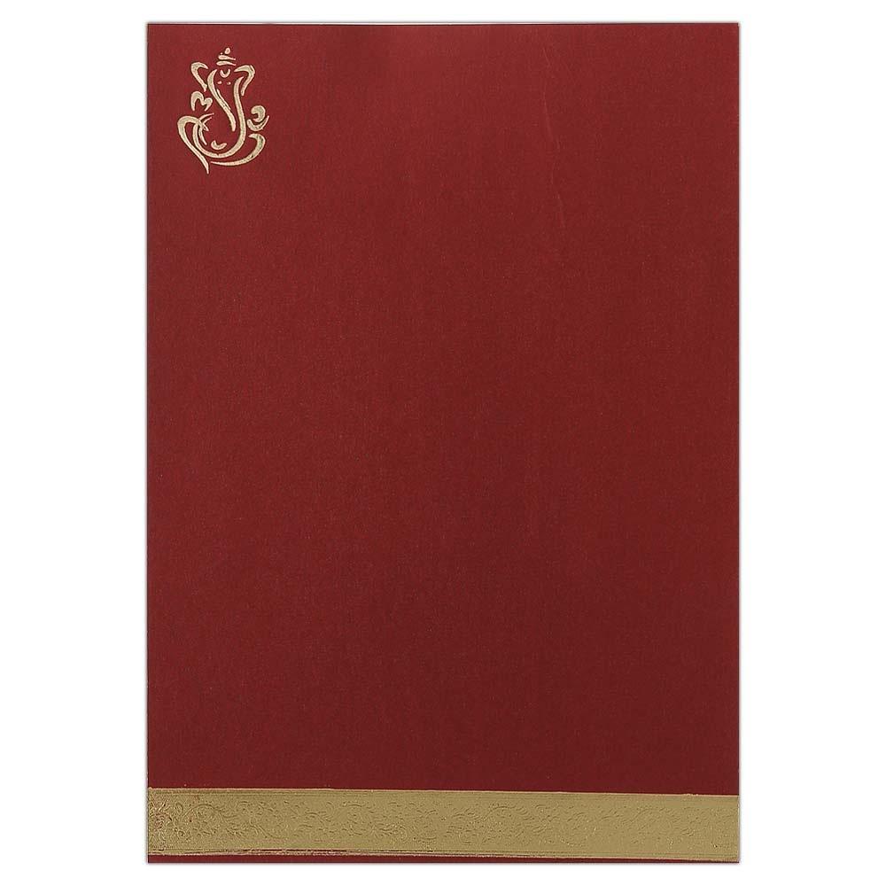 Invitation Card Elegant Maroon Ganesha Wedding Cards-KNK2389