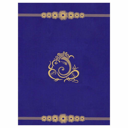Blue Gold Ganesha Floral Wedding Card-KNK2548