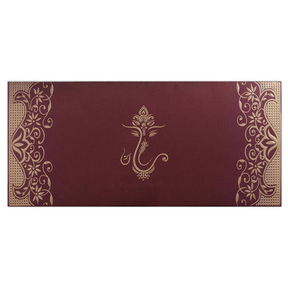 Brown Ganesha Invitation With Silver Design-KNK2551