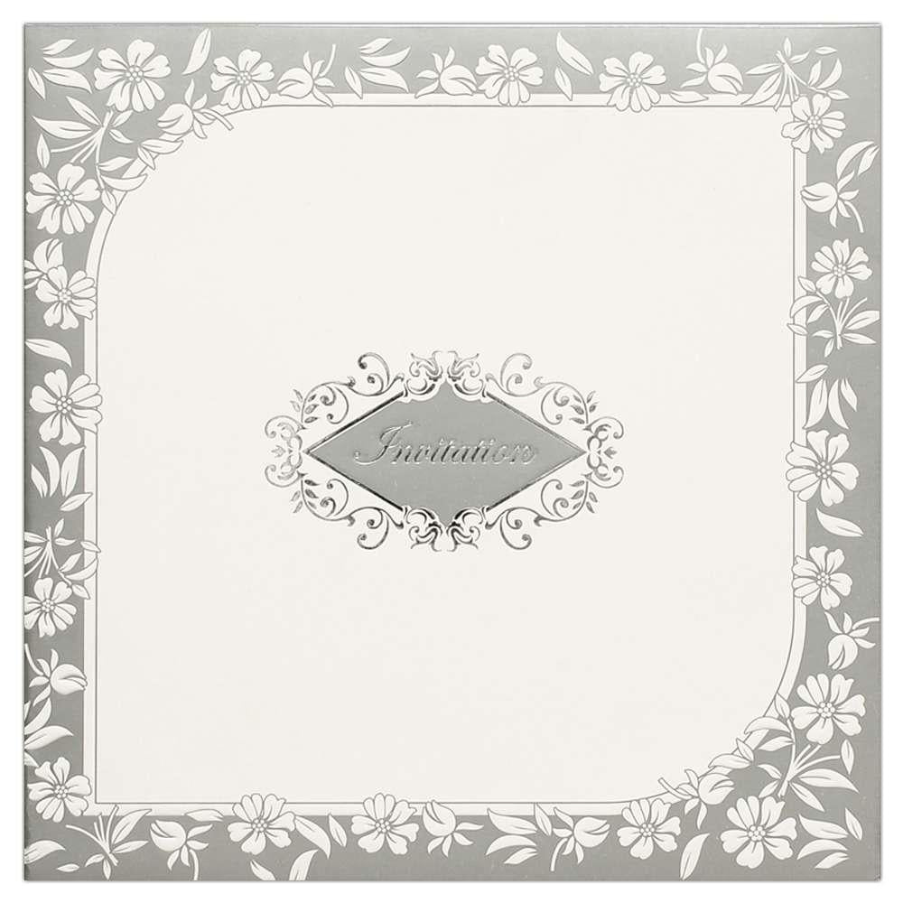 Invitation Card - Stunning Grey and White Wedding Card-KNK2698