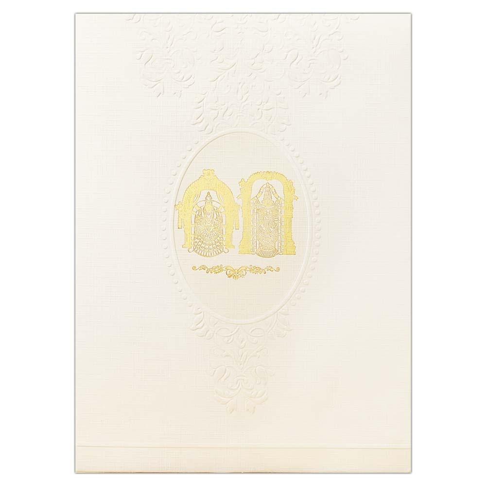 Pristine White Shading With Balaji Padhmavathi Wedding Card - KNK2700