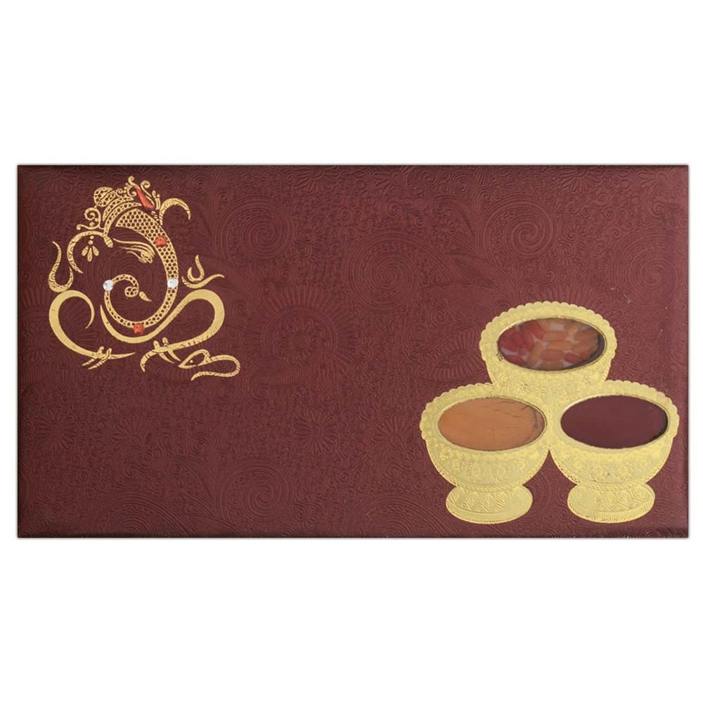 Invitation Card - Evergreen Maroon Personal Wedding Card-KNK2711