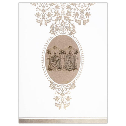Invitation Card - Lord Balaji Card in White and Beige - KNK2834