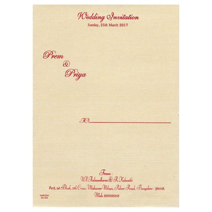 Red Single Sheet Cream Cover Invitation-KNK2844