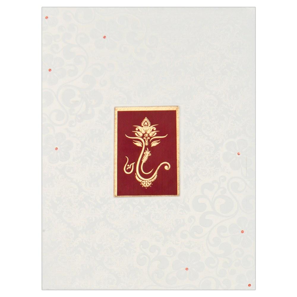 White Ganesha Invitation Card-KNK2877