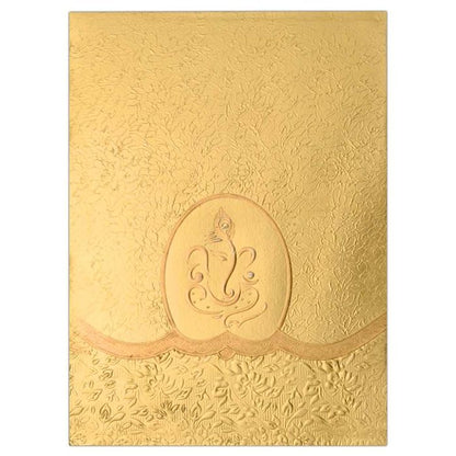 Eye-Catching Gold Shaded Ganesha Wedding Card - KNK2926-King of Cards