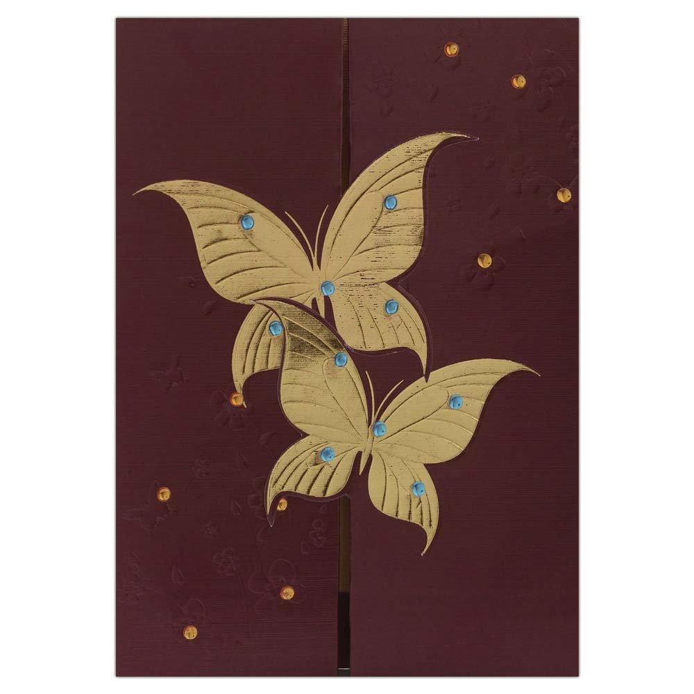 Invitation Card - Scintillating Brown and Golden Butterfly Invitation card-KNK2931