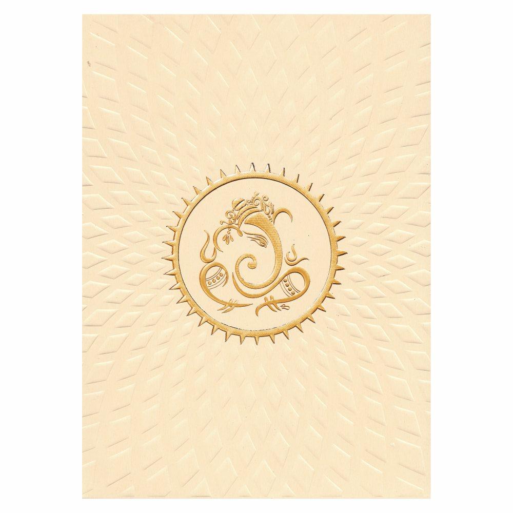 Classic Cream Shading with Ganesha Wedding Card - KNK3015