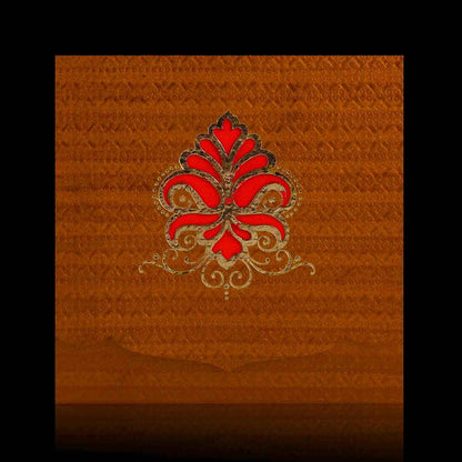 Alluring Maroon Shading Hand Made Wedding Card - KNK30261
