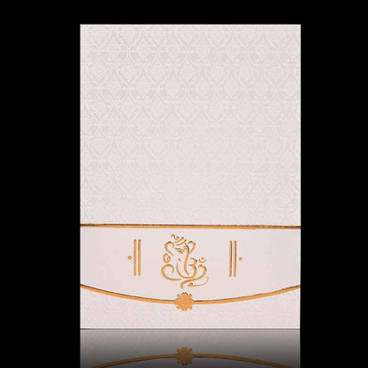 Pristine White Shading With Floral Theme Ganesha Wedding Card - KNK30330
