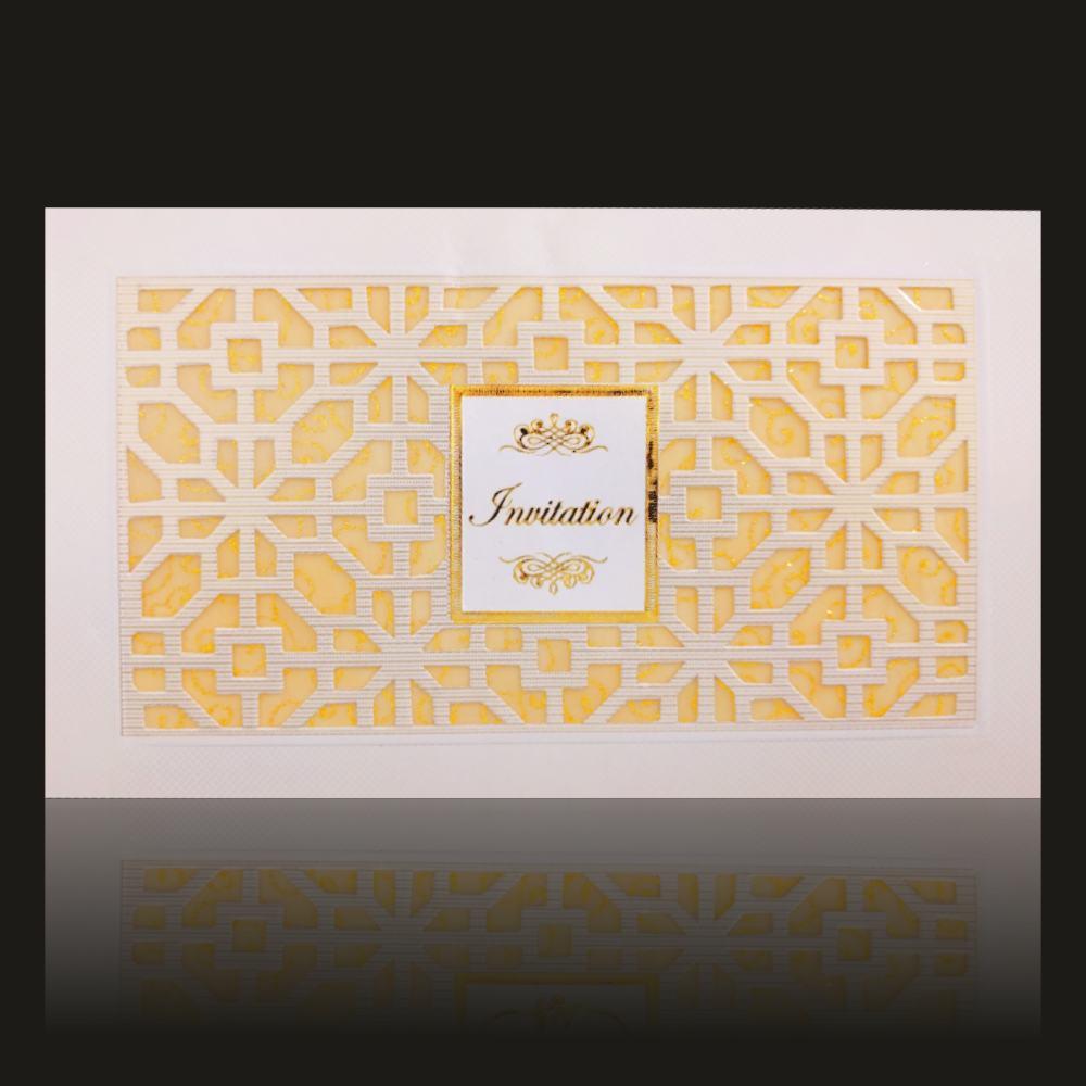Invitation Card - Laser Cut Gold Wolly Wedding Invitation Card - KNK30611