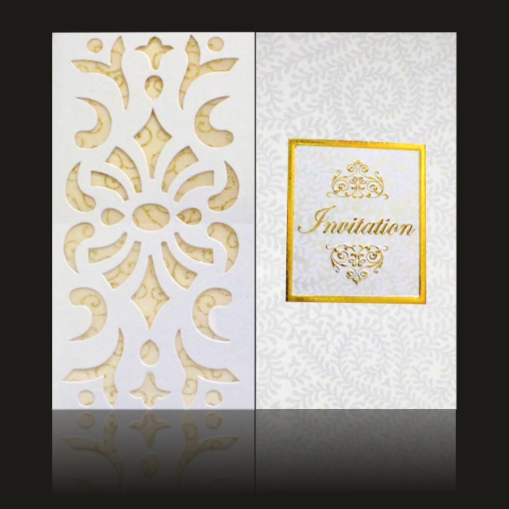 Elegant White Flower Laser Cut Wedding Card -  KNK30621