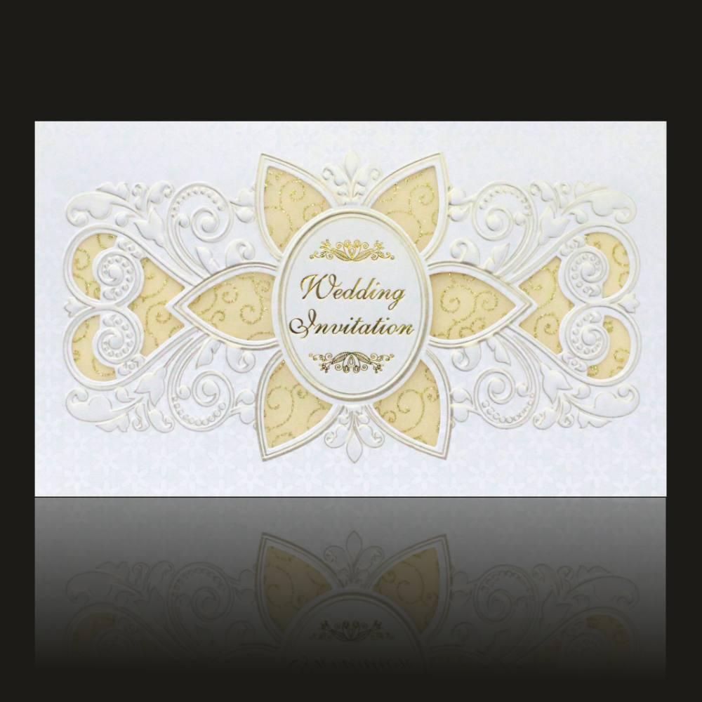 Enchanting Flower Cut Design With White Shading Wedding Card - KNK30661