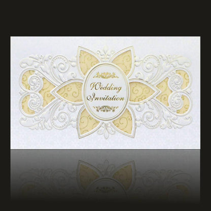 Enchanting Flower Cut Design With White Shading Wedding Card - KNK30661