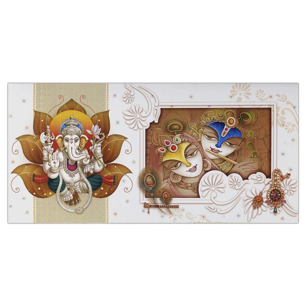 White Radha Krishna Invitation-KNK3164