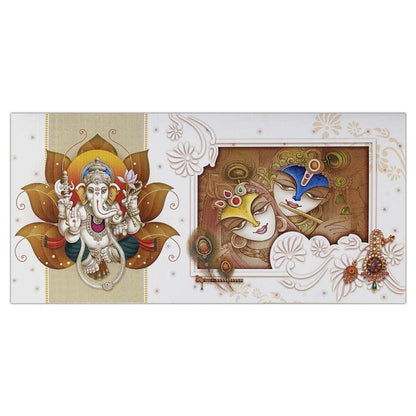 White Radha Krishna Invitation-KNK3164