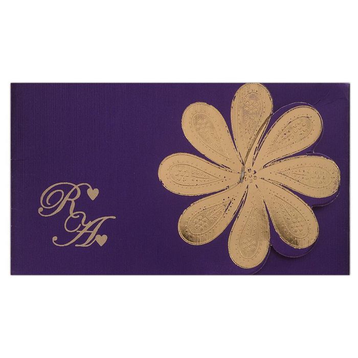 Invitation Card - Violet Floral Personal Wedding Invitation Card-KNK3166-King of Cards