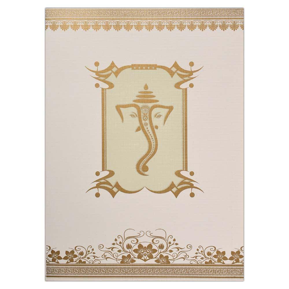 White Ganesha Floral Invitation