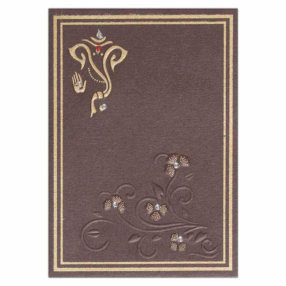 Invitation Card - Divine Classic Brown Ganesha Invitation Card-KNK3223