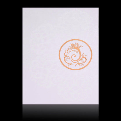 Gold Foiling Embossed Ganesha With White Shading Wedding Card - KNK3290