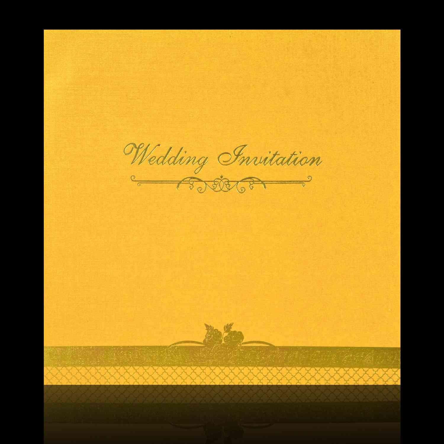Yellow Metallic Wedding Invitation Card-KNK3292